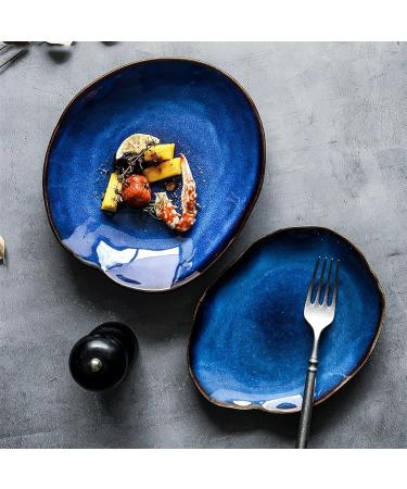 Serving Plates Household Ceramic Dinner Plate Blue Glaze Salad Plate Fruit Plate Bread Plate Irregular Tableware Western Food Plate/Kitchen Supplies for Appetizer Dinner and Desserts (Size : 26.5cm - Buy Online on SooperMarket.com