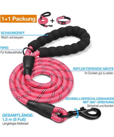 Haapaw Reflective Dog Collar - Soft Neoprene Padded Breathable Nylon for Small & Medium Dogs - S (1 Pack) - Pink - Buy Online on SooperMarket.com