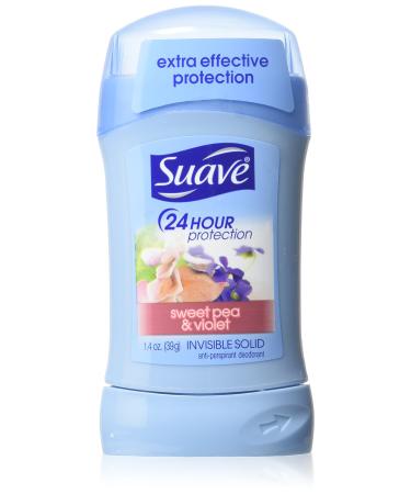 Suave Deodorant 1.4 Ounce 24Hr Sweet Pea/Violet Invisible Solid (41ml) (6 Pack)