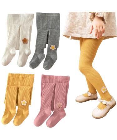 Silkglory Tights for Girls 2 Pcs Girls Leggings Baby Toddler Girls' Tights Newborn Pantyhose for Girls 2-9 Years White/Grey/Pink/Ginger 4-5 Years White/Grey
