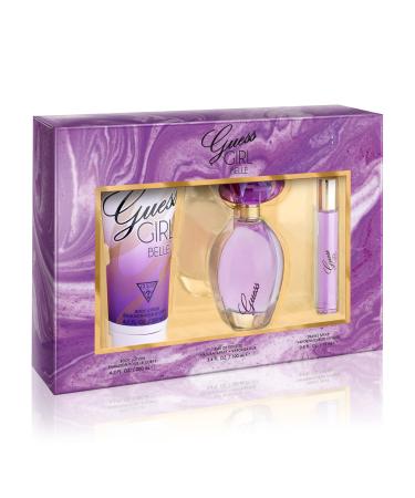 GUESS Girl Belle Eau de Toilette 3 Piece Gift Set - Perfume Spray 3.4 Fl. Oz. Travel Spray 0.5 Fl. Oz. & Body Lotion 6.7 Fl. Oz. 1 Count (Pack of 1)