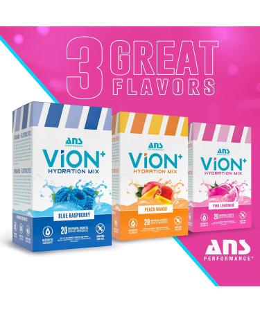 ViON+ Hydration Mix Pink Lemonade - Sugar-Free Electrolyte Powder with 8 Essential Vitamins - 20 On-the-Go Stick Packs for Hydration Energy & Recovery - Natural Flavors & No Artificial Colors or Dyes - Buy Online on SooperMarket.com