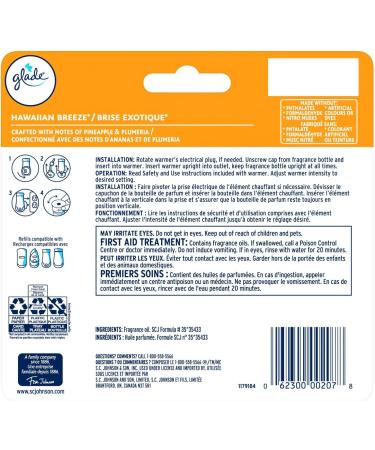 Glade PlugIns Air Freshener Oil Refill Scented and Essential Oils for Bathroom and Home Fragance Hawaiian Breeze 5 Count - Buy Online on SooperMarket.com