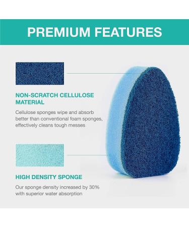 Non-Scratch Dishwand Refill with Handle - 6 Heavy Duty Refills & Replacement Sponge Heads Set - Soap Control Scrubbers for Dishwashing - Blue - Buy Online on SooperMarket.com