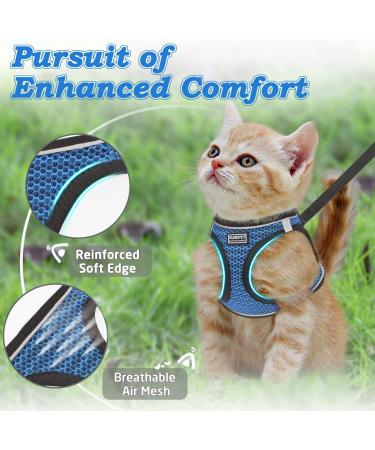 Escape Proof Cat Harness & Lead - Adjustable Reflective Kitten Vest for Outdoor Walking - Comfortable & Easy to Control - Blue XS - Buy Online on SooperMarket.com
