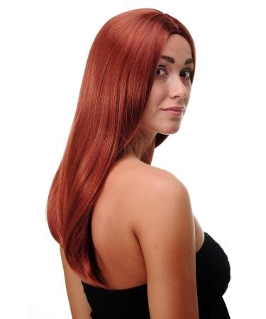 WIG ME UP Women's Long Straight Wig - Dark Copper Red - 60 cm Middle Parting - International Shipping Available - Buy Online on SooperMarket.com