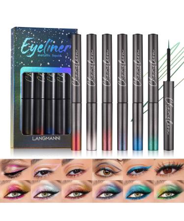 Joyeee Liquid Eyeliner 6pcs Colored Eye Liner Eyeliner Pencil Brown Blue Red White Green Glitter Eyeliner Set Waterproof Smudgeproof Long Lasting Pigmented Gel Eyeliner Make Up for Girl Women Gift #037