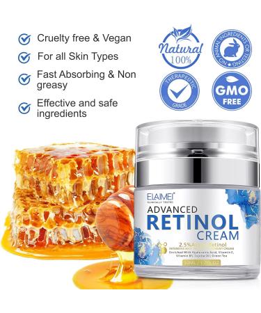 Retinol Face Cream Anti Wrinkle Face Cream Anti Aging Face Cream with 2.5% Retinol Hyaluronic Acid Vitamin E Night Face Cream for Women and Men - Buy Online on SooperMarket.com