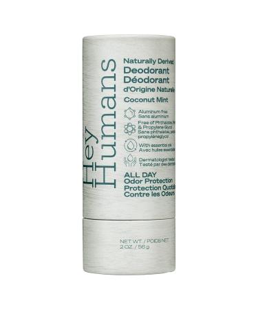 Hey Humans Coconut Mint Deodorant with Natural Ingredients Coconut Oil & Shea Butter | Aluminum Free Vegan All Day Odor Protection | Earth-Friendly Packaging 2 oz.