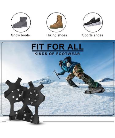 Rhino Valley Ice Cleats Spikes Crampons - Stainless Steel Ice Grips for Men & Women - Anti Slip Traction Cleats for Hiking & Outdoor Activities - Buy Online on SooperMarket.com