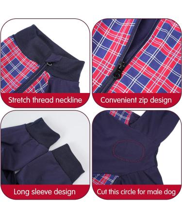 Heywean Hundebody for After Surgery - Long-Sleeved Dog Relaxation Suit Zipper Design XL Red Checked - Ideal for Post-Op Recovery for Dogs - Buy Online on SooperMarket.com