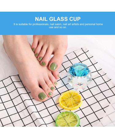 FRCOLOR 1Pc nail art crystal cup dappen dish with lid diamond dappen dish monomer cups for acrylic nails crystal nail cup Crystal Dappen Dish cups glass manicure White crystal small plate 5.5x5.5cm Blue - Buy Online on SooperMarket.com