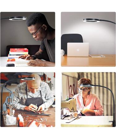 LED Magnifying Glass Desk Lamp 3 Modes and 10 Levels of Dimming 5X Magnifying Light Gooseneck Light with Clamp for Reading Handicrafts Precision Equipment Maintenance Workbench Closed Work - Buy Online on SooperMarket.com