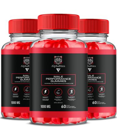 (3 Pack) Alpha Bites Gummies AlphaBites Canada Natural Advanced Male Strength And Overall Health Support Supplement Gummy AlphaBites Natural Advanced Male Strength Bonbons G lifi s (180 Gummies)