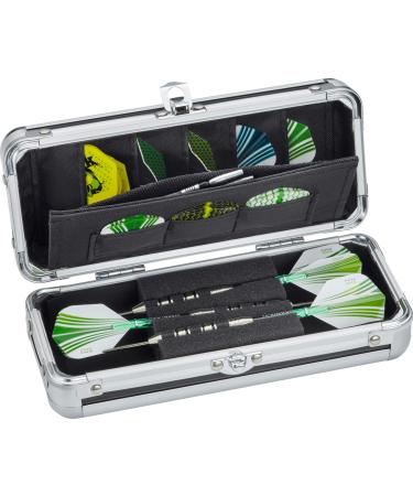 Casemaster Sole Aluminum Slim Profile Dart Case Holds 3 Steel Tip and Soft Tip Darts with Enough Space to Keep Flights in Shape, Features Built-In Pockets for Other Accessories