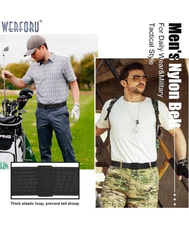 WERFORU Men's Military Tactical Nylon Belt with Metal Buckle - Breathable Webbing Canvas - Black (Size Below 40) - Buy Online on SooperMarket.com