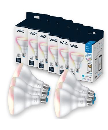 WiZ Connected 6-Pack Color 60W BR30 Smart WiFi Light Bulb, 16 Million Colors, Compatible with Alexa and Google Home Assistant, No Hub Required, 6 Bulbs BR30 Color 6 Count (Pack of 1)