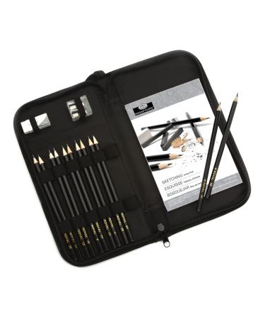 Drawing and Sketching Pencil Set In Zippered Carrying Case 16 Piece Set Sketching