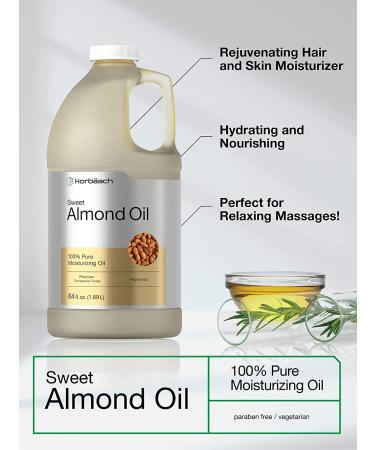 Sweet Almond Oil 64 fl oz - Moisturizing Hair & Skin Oil - Bulk Size Carrier Oil | Vegan & Non-GMO | Horbaach - Buy Online on SooperMarket.com