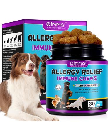 Itch Immunity Treats For Dogs Itch Relief For Dogs Dog Allergy Relief with Omega 3 Chews For Healthy Skin & Coat Dogs Supports Seasonal Itching & Hot Spots Peking Duck Flavor Chews (30 Chews)