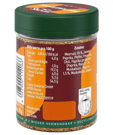 Fuchs Gourmet Selection Fried Potato Spice Salt - Vegan Seasoning for Frying & Oven Potatoes Refillable 70g - Buy Online on SooperMarket.com