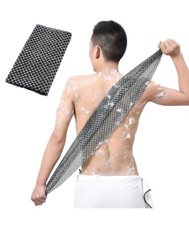 Exfoliating Washcloth Extra Long Exfoliating Body Scrubber Towel Special Texture Makes Fluffy Foam Lather for Back Scrubber Dead Skin Cell Remover Natural Body Exfoliator Bath Scrub Loofah