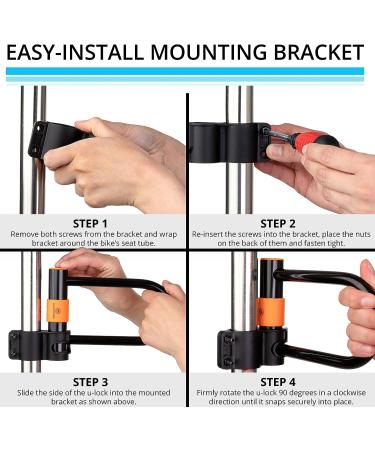 Heavy Duty Bike U Lock with Cable - Anti Theft Bicycle Lock Holder - Buy Online on SooperMarket.com