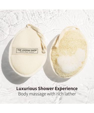 The Loofah Shop Bath Loofah Sponge - Exfoliating Body Scrubber for Men, Women, and Kids - Eco-Friendly Natural Egyptian Loofah - 2 Pack with Cotton Travel Pouch - Buy Online on SooperMarket.com