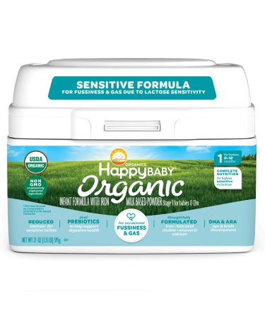 Happy Baby Organics Infant Formula Milk Based Powder Sensitive Stage 1 21 Ounce (Pack of 1) packaging may vary
