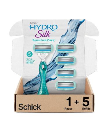 Schick Hydro Silk Sensitive Skin Razor for Women With 5 Moisturizing Razor Blade Refills Hydro Silk Sensitive & 5 Refills