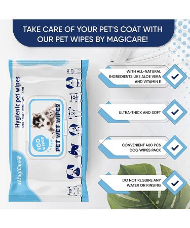 MAGICARE Pet Wipes 8x8 Inch Unscented Dog Paw Cleaner Wipes (400 pcs) - Ideal for Dogs & Cats - Buy Online on SooperMarket.com