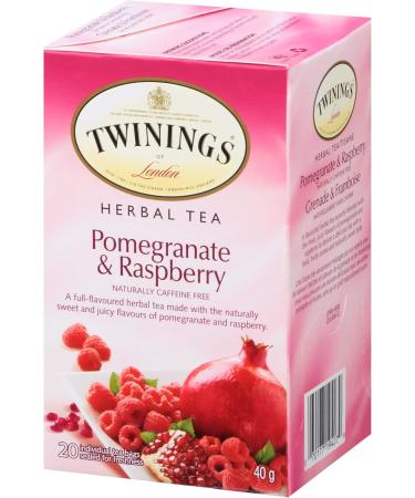Twinings Pomegranate and Raspberry Herbal Individually Wrapped Tea Bags | Naturally Caffeine-Free Full-Flavoured Herbal Tea | 20 Count (Pack of 6) | Enjoy Hot or Iced Pomegranate and Raspberry 20 Count (Pack of 6) - Buy Online on SooperMarket.com