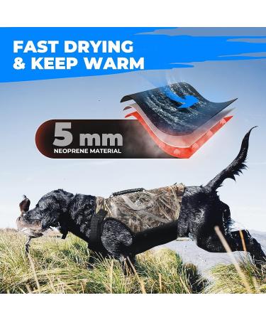 Kemimoto Camo Neoprene Dog Hunting Vest - 5mm Thick Chest Protection - Adjustable & Comfortable for Medium Dogs - Buy Online on SooperMarket.com