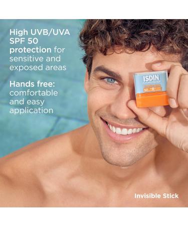 ISDIN Invisible Stick SPF 50 Invisible Sunscreen Stick for Sensitive Areas that is Applied Comfortably 10 gr - Buy Online on SooperMarket.com