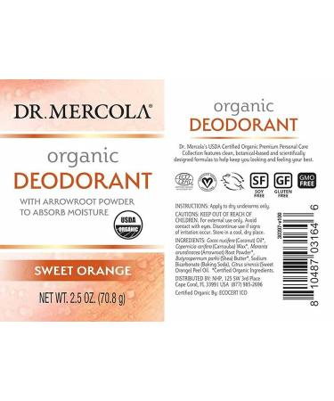 Dr. Mercola Organic Deodorant - Sweet Orange 2.5 oz | Natural & Chemical-Free - Buy Online on SooperMarket.com