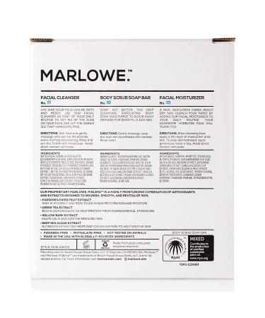 MARLOWE Best Sellers Kit | No. 203: Body Scrub Soap, Men's Facial Cleanser & Moisturizer Set - Buy Online on SooperMarket.com