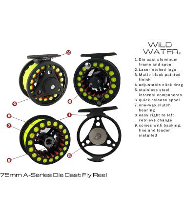 Wild Water Standard Fly Fishing Combo Starter Kit - 3 or 4 Weight, 7 Ft Graphite Rod with Accessories, Aluminum Reel, Fly Box, and Flies - Buy Online on SooperMarket.com