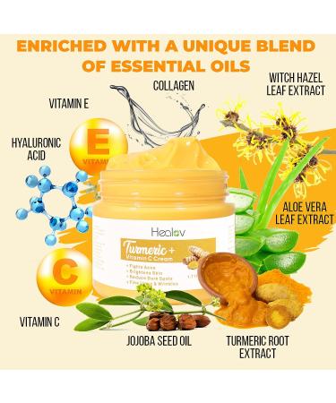 Turmeric Face Cream for Face & Body - Natural Skin Brightening Lotion for Acne, Scars, Sun Damage, and Age Spots - Healing Skincare with Vitamins - Buy Online on SooperMarket.com