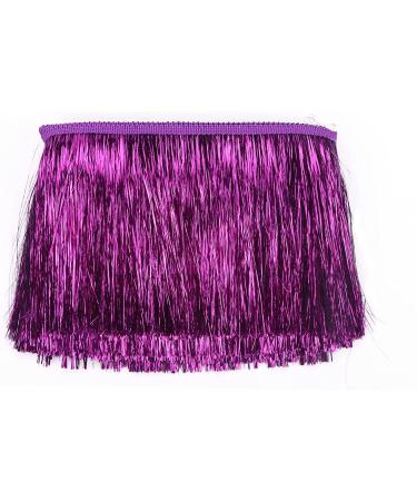 YYCRAFT 4" Wide Tinsel Fringe Tinsel Trim Dance Costume Fringe Trimming Shiny foil Effect(10 Yards,Purple) 4 Inch Purple