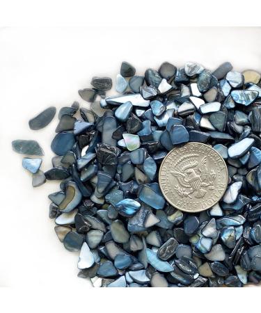 Yew & Tulip Natural Crushed Shells Chips 32oz (2 lbs) Dark Blue Mother of Pearl Mosaic Fragments - Perfect for Home D cor, Vase Filler, Crafts, Weddings - 2 lb (32 oz) Dark Blue - Buy Online on SooperMarket.com