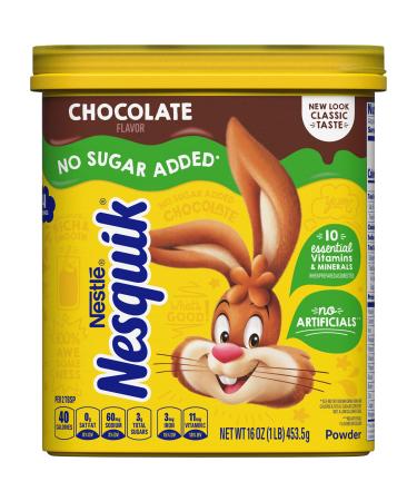 Nesquik Nestle Chocolate Flavor No Sugar Added 16 oz (453 g)