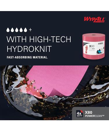 WypAll Power Clean X80 Heavy Duty Cloths - 475 Sheets Jumbo Roll Red | 1 Roll per Case | Ideal for Industrial Cleaning - Buy Online on SooperMarket.com