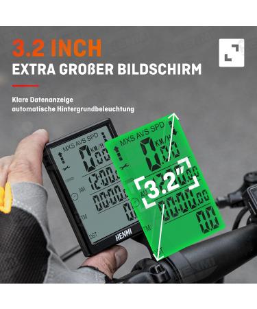 Buy Henmi Wireless Bike Computer - 3.2 Inch Waterproof Speedometer with Backlighting | International Shipping Available - Buy Online on SooperMarket.com