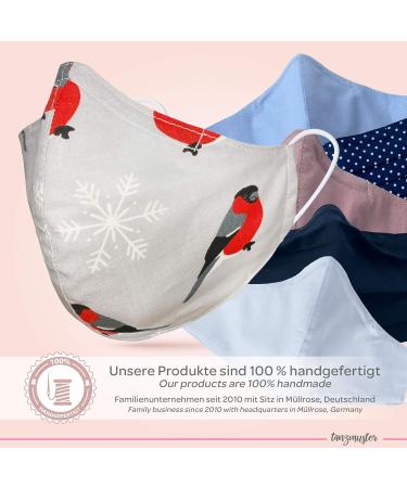 Dance Pattern Washable Cotton Face Mask for Kids & Adults - 2-Layer with Nose Bracket & Filter Bag - Oeko-Tex Standard 100 - Gray Red Birds - International Shipping Available - Buy Online on SooperMarket.com
