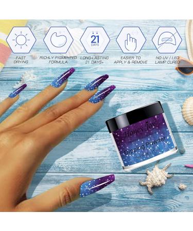28g Blue & Purple Glitter Color Change Dip Powder Nails - Long-lasting No UV Light Needed (W-No.5) | International Shipping - Buy Online on SooperMarket.com