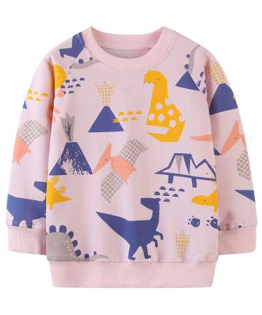 Girls Sweatshirt for Kids Cotton Top Casual Jumper Girl T Shirt Toddler Clothes Long Sleeve Pullover Age 1-12 Years 3-4 Years Dinosaur