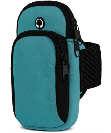 Moex cell phone bag jogging for Apple iPhone 14 Pro sports wall cell phone made of neoprene cell phone holder arm to run sports bracelet running bracelet with 2 compartments running bag jogging - blue