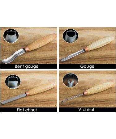 BeaverCraft Wood Carving Chisel Set SC01 - Complete Gouge Tools Kit with Rolling Pouch and Leather Strop Polishing Compound - Radial Gouges, Flat Chisel, Bent Gouge - Buy Online on SooperMarket.com