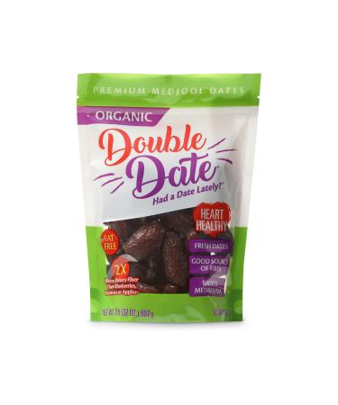 Double Date Organic Dates Medjool, Jumbo Grade, 2lb Pouch Bag Dates Organic, Fresh and Flavorful, Grown and Packed in Coachella California, Resealable and Recyclable Bag, Had a Date Lately