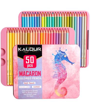 KALOUR Macaron Pastel Colored Pencils,Set of 50 Colors,Artists Soft Core,Ideal for Drawing Sketching Shading,Coloring Pencils for Adults Kids Beginners